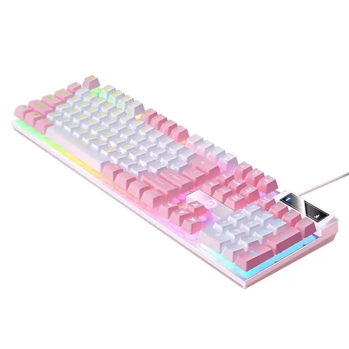 Clavier de jeu filaire USB, 104 touches compatibles avec ordinateur/ordinateur/PC Windows, conception ergonomique, accessoires de bureau et de jeu