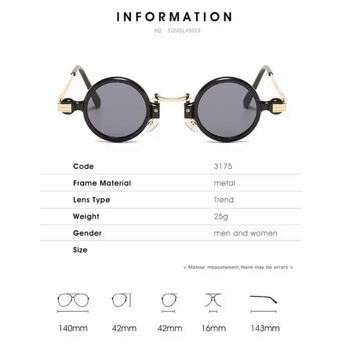 Petites lunettes de soleil rondes pour hommes et femmes