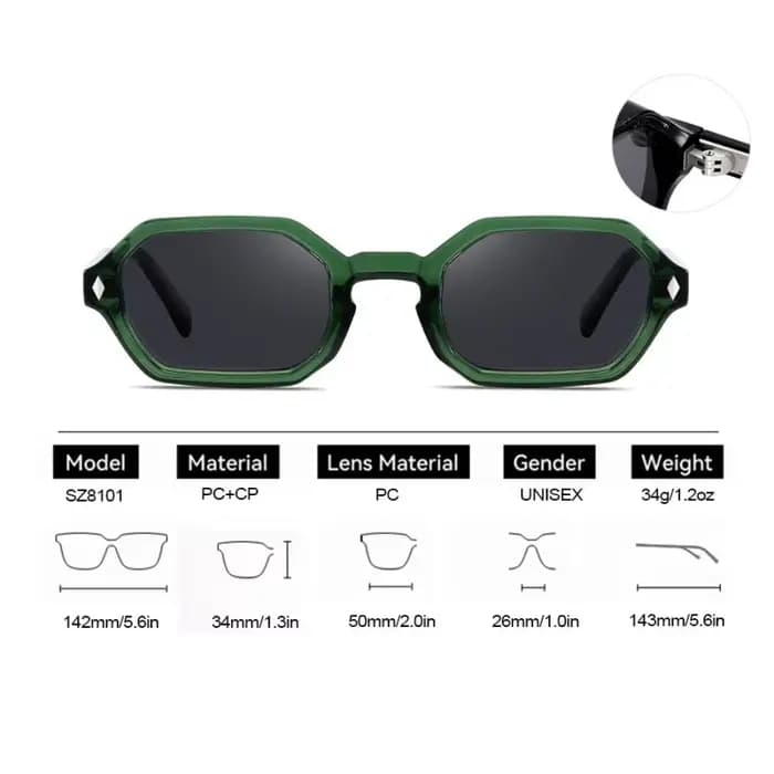 Lunettes de soleil multicolores à petite monture carrée