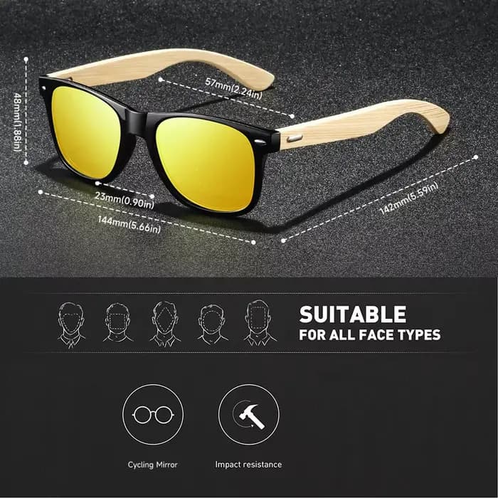 Lunettes de soleil vintage classiques en bois de bambou