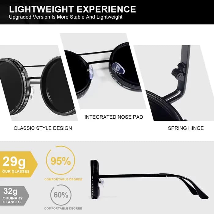 CRIXALIS ND9 vitesse réglable gradation lunettes de soleil hommes femmes Punk cadre rond