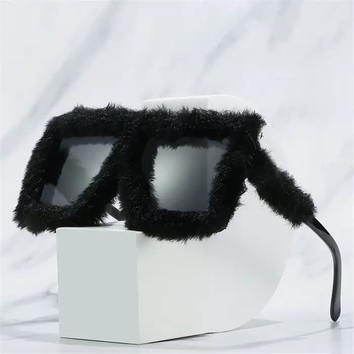Lunettes de soleil carrées surdimensionnées en velours pour femmes
