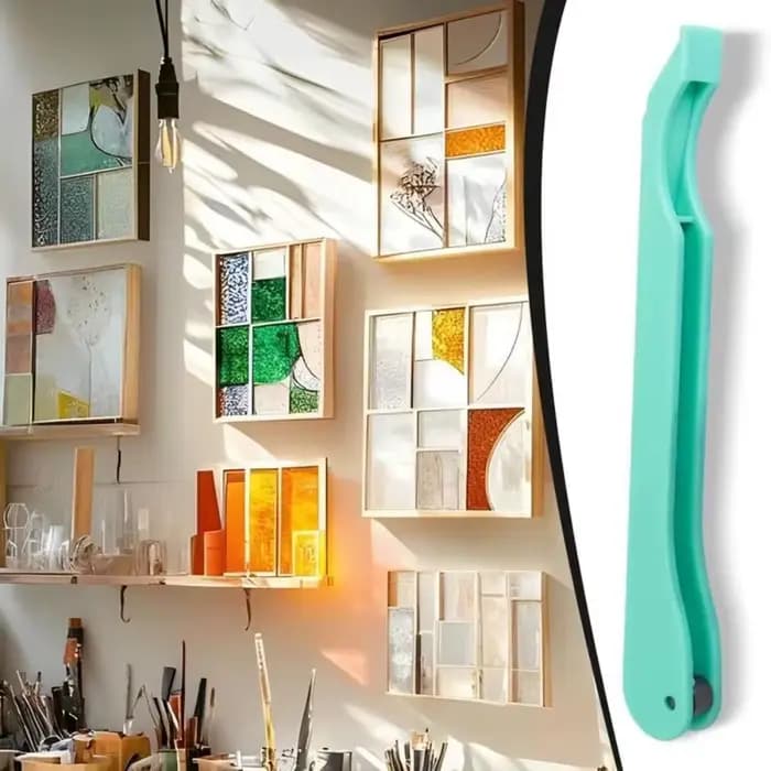 Outil de dorure manuel en plastique pour verre teinté, robuste et durable, avec guide à rainures pour lisser les bords, pour verre coloré