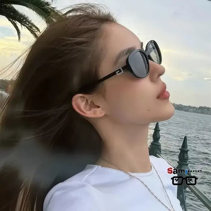 Samjune Lunettes de soleil ovales minimalistes coréennes pour femmes