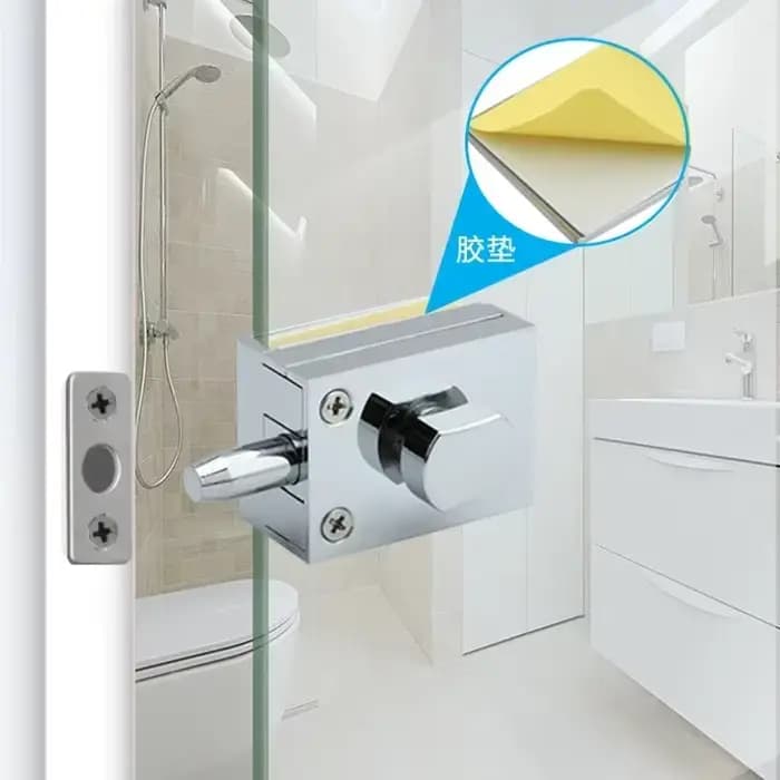 Serrure de porte simple en alliage de zinc, loquet de sol en verre, 2,2 de verrouillage pour la maison, les toilettes, le magasin, pas de poinçonnage, quincaillerie