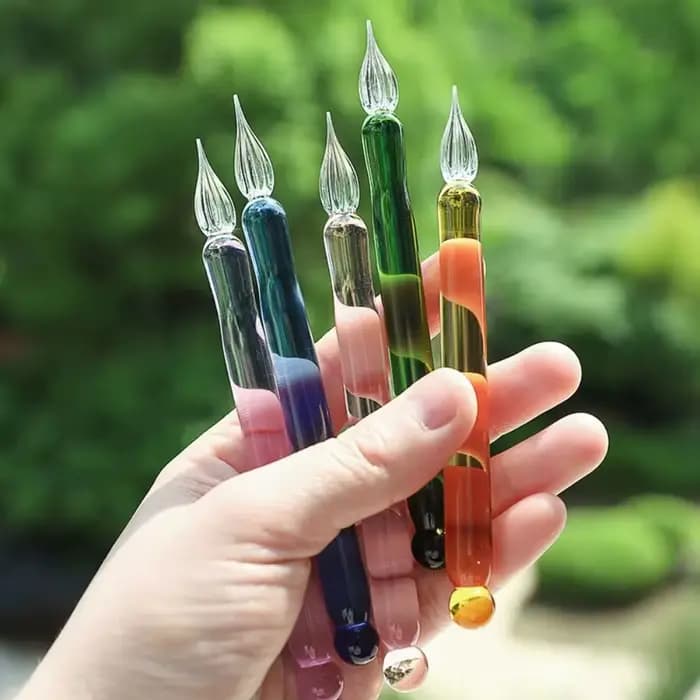 Stylo à plume en verre, unité individuelle, idéal pour étudiant, coloré, transparent, cadeau vintage, pour peinture artistique, signature, calligraphie
