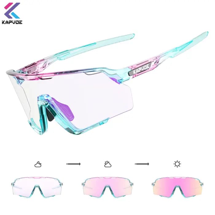 Kapvoe lunettes de cyclisme photochromiques lentille argentée