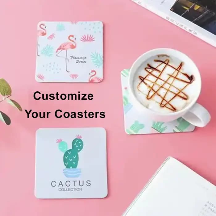 Sous-verres en papier personnalisés (50-200 pièces) avec logo personnalisé, impression couleur recto-verso, pour café, thé au lait, boissons chaudes