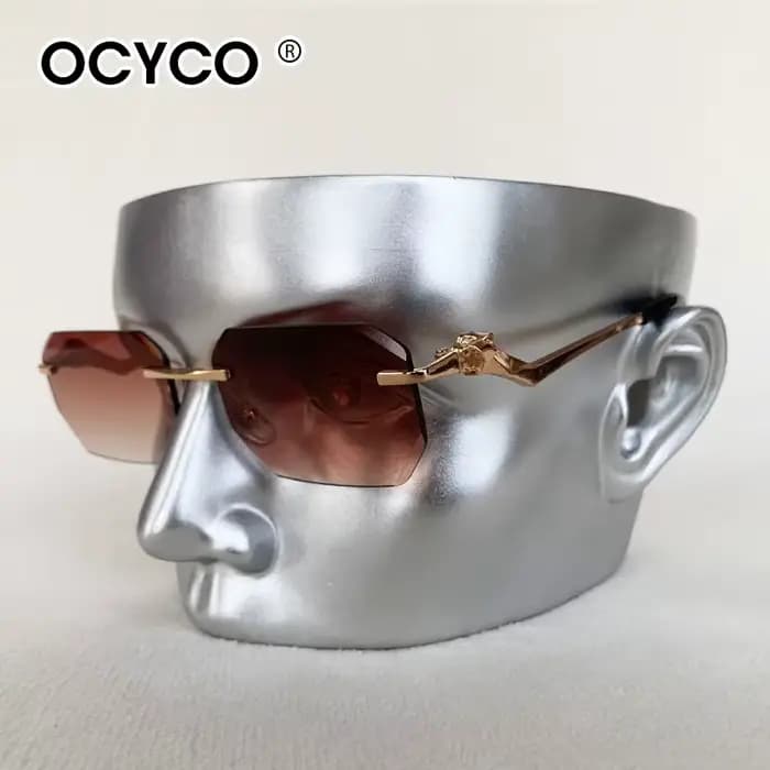 Lunettes de soleil rectangulaires sans bords pour hommes