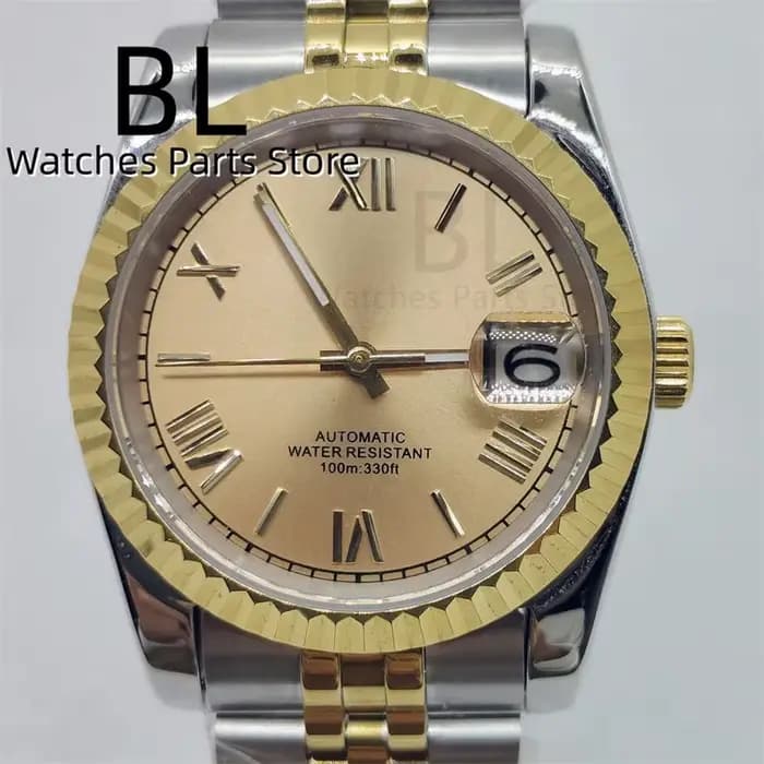BLIGER-Montre existent pour Homme, Lunette Cannelée, Deux Tons, Index Romain, Cadran localité, Bracelet Jubilee, Verre Saphir, 36mm, 39mm, NH35A