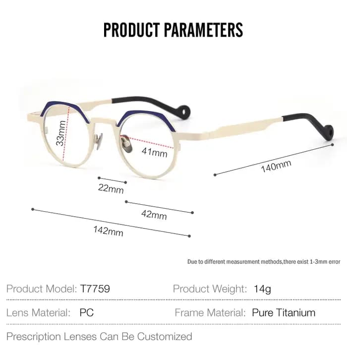 Lunettes rondes en titane pur pour femmes
