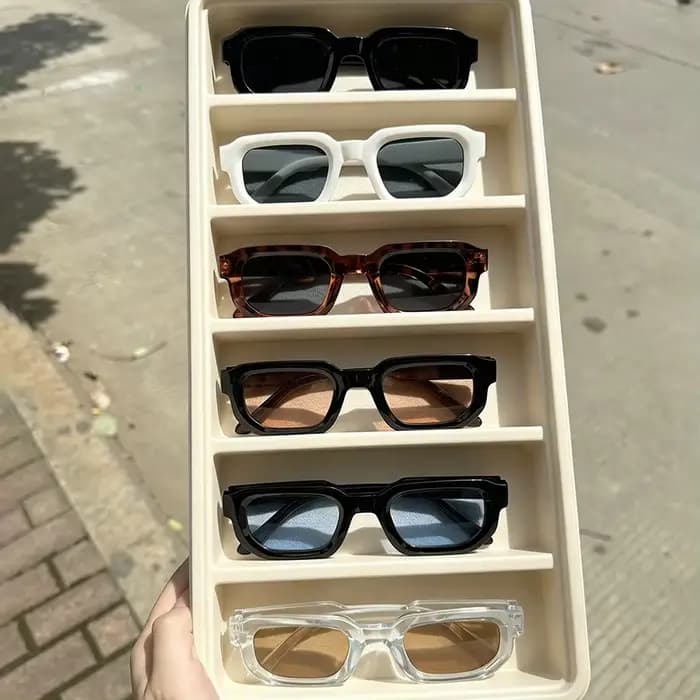 Lot de 6 Lunettes de Soleil Vintage Rectangulaires pour Femme