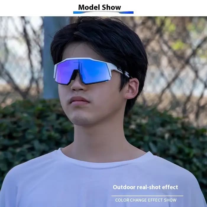 KAPVOE lunettes de cyclisme à couleur changeante activités de plein air lentilles de soleil rouge bleu