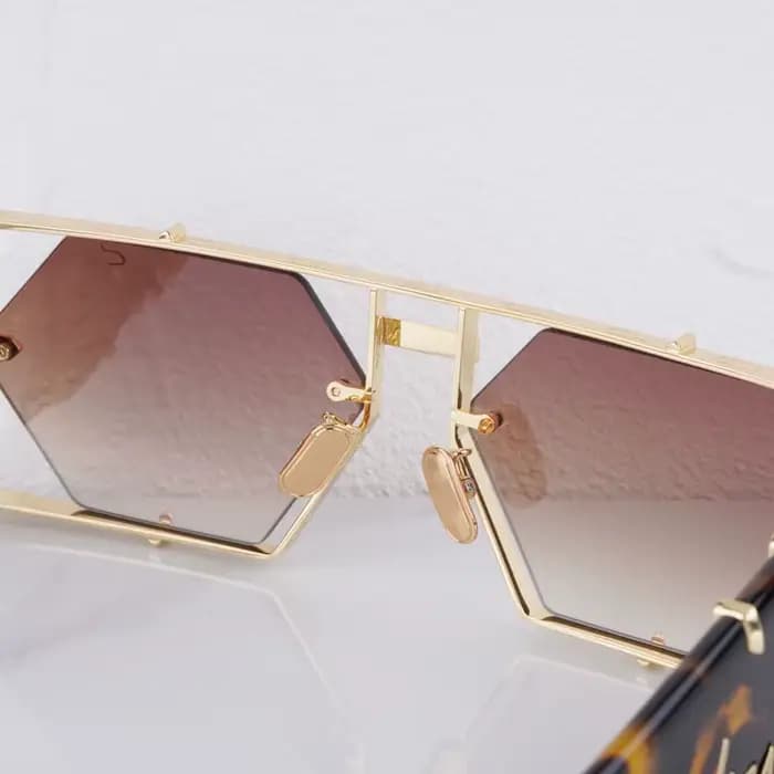 Hexagon 004 Desinger marque lunettes de soleil hommes femmes métal épais acétate luxe carré classique extérieur solaire nuances UV400 avec étui