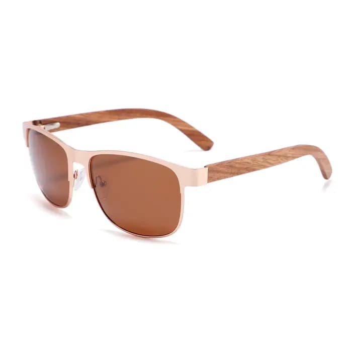 Lunettes de soleil polarisées en métal et bois pour hommes et femmes