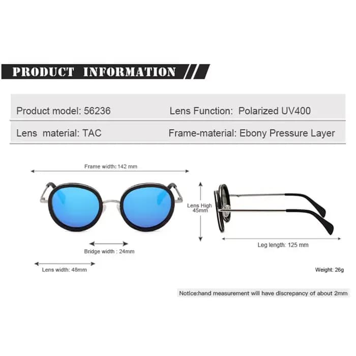 Lunettes de soleil à couche Sandwich en bois d'ébène