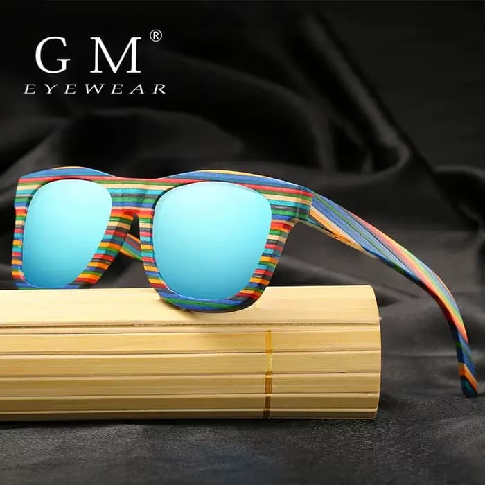 Lunettes de soleil GM faites à la main en bois coloré avec monture polarisée