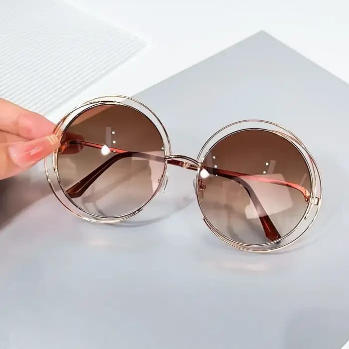 Lunettes rondes surdimensionnées en métal pour femmes