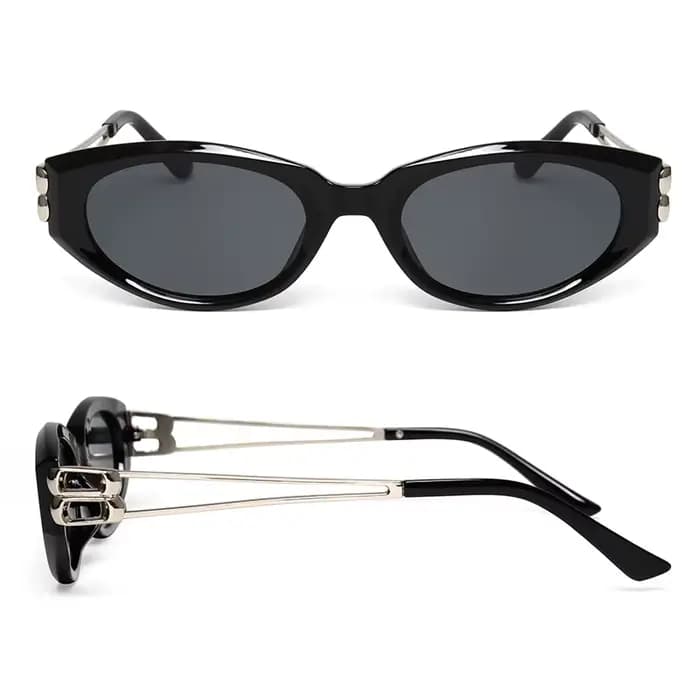 Lunettes de soleil ovales femmes 2025 nouvelle mode oeil de chat Vintage décor extérieur nuances dames