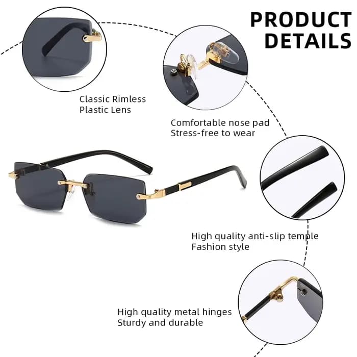Lunettes de soleil sans bords pour hommes et femmes