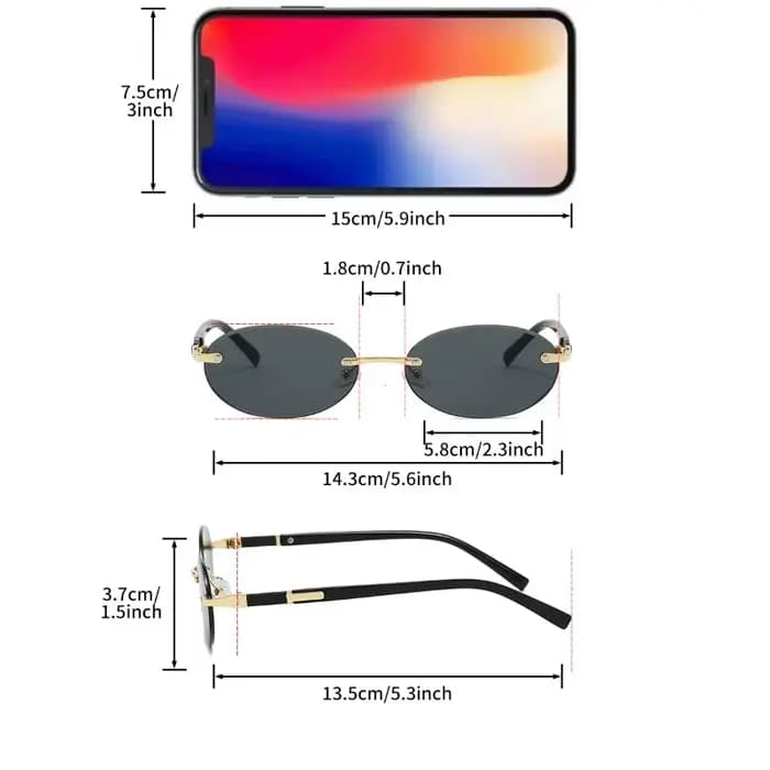 Lunettes de soleil à monture ovale personnalisée rétro femmes hommes