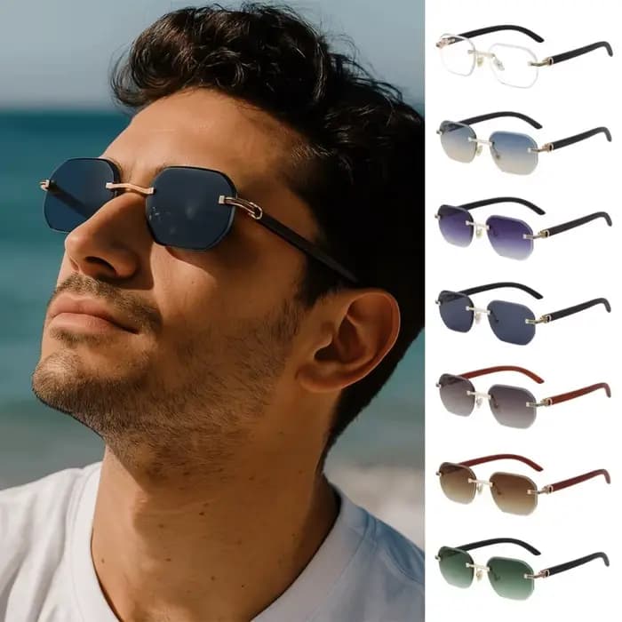 Lunettes de soleil à grain de bois pour hommes