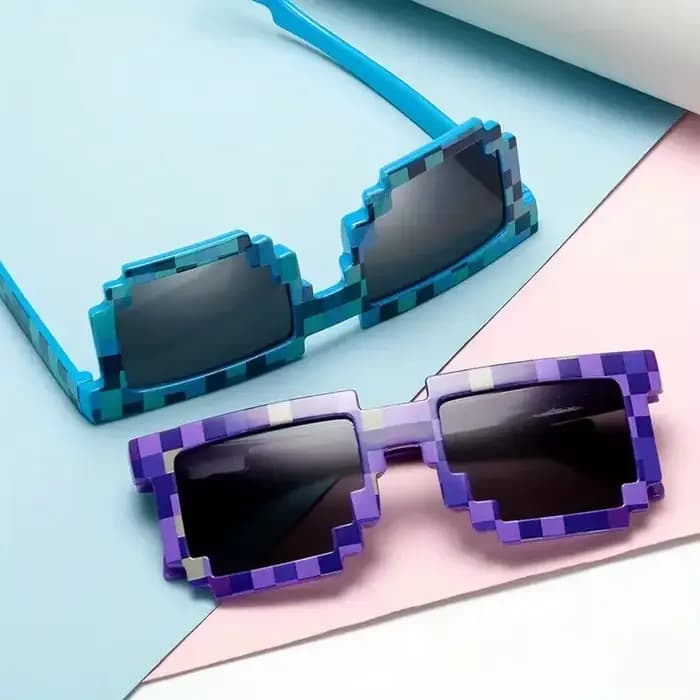 Lunettes carrées en mosaïque de pixels