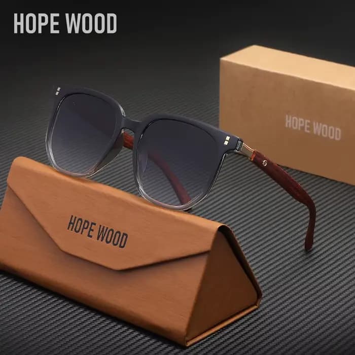 HOPEWOOD Lunettes de soleil vintage en bois grainé pour hommes et femmes
