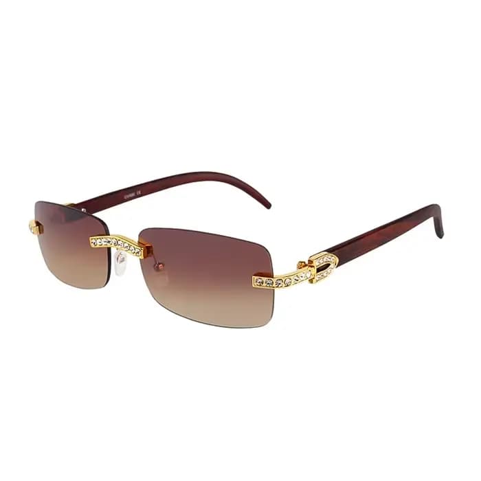 Lunettes de soleil rectangulaires vintage sans monture pour femmes et hommes