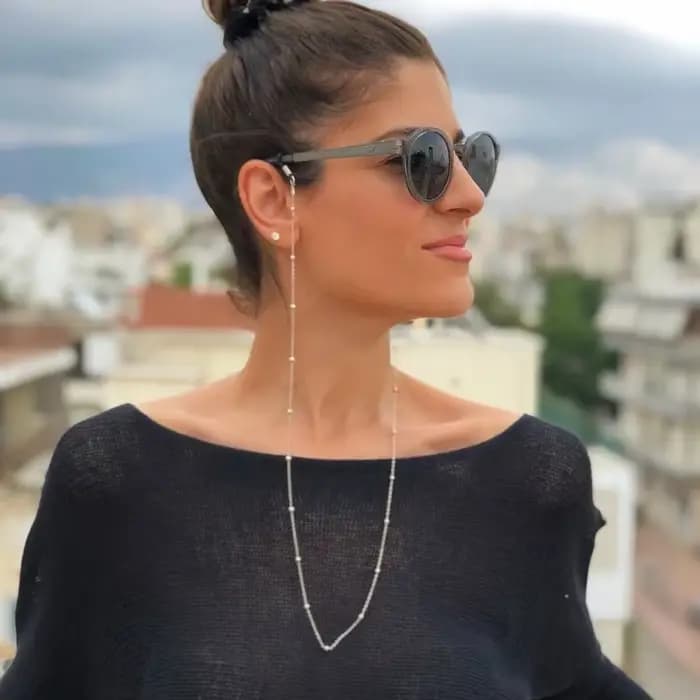 JOLargand-Lunettes de soleil à perles en métal pour femmes