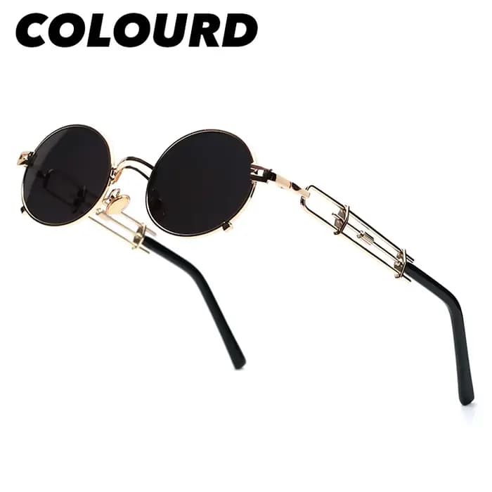VIVIBEE Steampunk ovale petites femmes lunettes de soleil Punk or métal cadre refroidissement