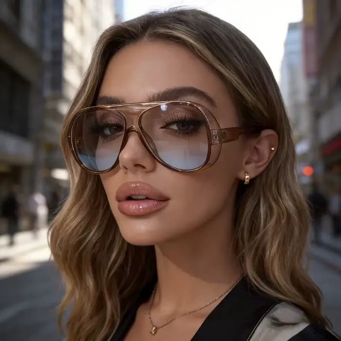 Lunettes tendance à monture large et circulaire pour femmes