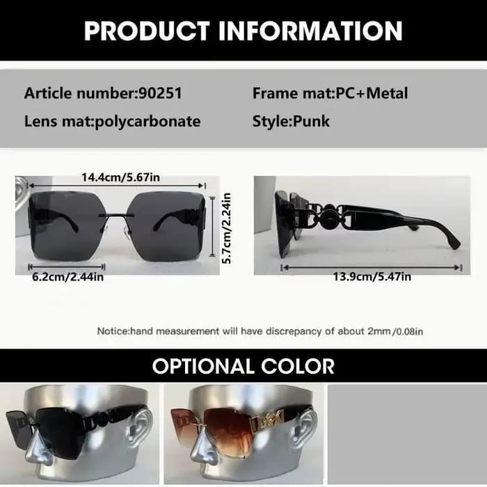 Steampunk – lunettes de soleil carrées sans bords pour hommes et femmes