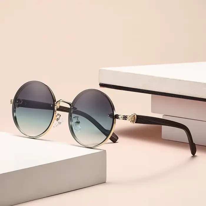 Lunettes de soleil rondes vintage 2025 – Tendance classique dégradée pour l'extérieur – Design de marque de luxe – Monture métallique – 2453