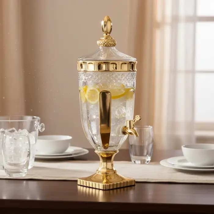 Distributeur de boissons en verre avec robinet, structure transparente, grande capacité, design vintage, pot à boissons facile à utiliser