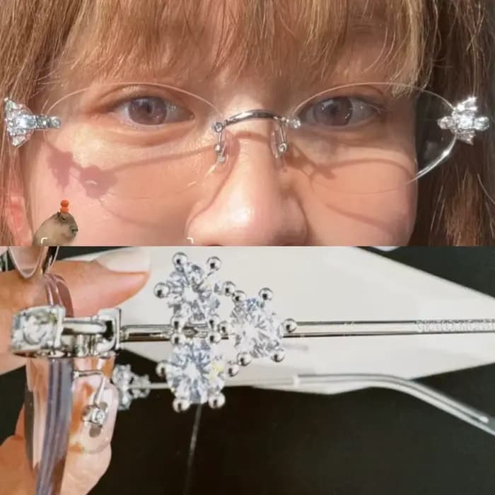 Lunettes sans monture incrustées d'or