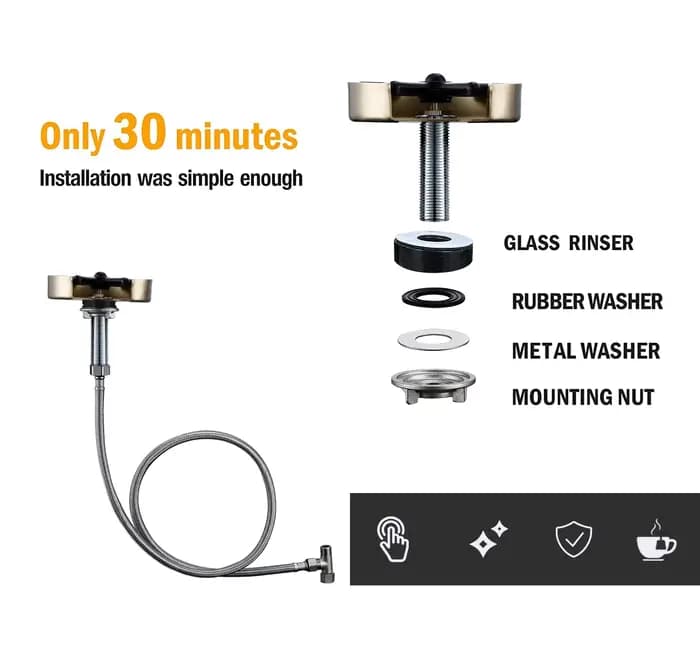 Lave-gobelet de lavage en verre, robinet d'évier en acier inoxydable, nettoyeur à haute pression en métal, tasses de lavage automatique, Bar à la maison café thé
