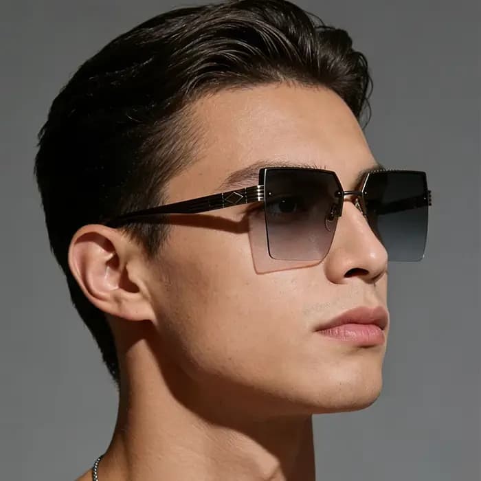 Nouveau demi-monture carré Protection UV lunettes de soleil à la mode unisexe Style de rue