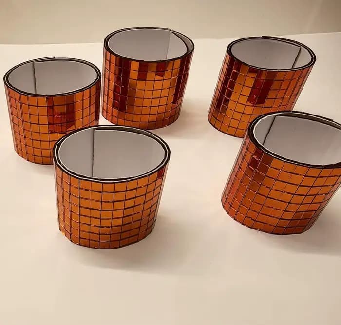 Mosaïque de miroir en verre autocollante orange, 2400 pièces de carreaux de miroir 5x5mm pour boule disco DIY, chapeau de cowboy, vase, bouteille, décoration intérieure