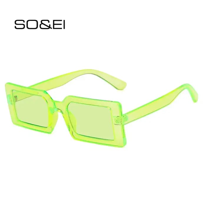 SO & EI mode Fluorescent vert Rectangle femmes lunettes de soleil clair océan lentille