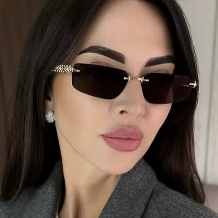 Marque sans monture carré lunettes de soleil femmes 2025 Sexy à la mode
