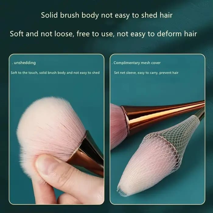 Pinceau de maquillage en éventail doré Rose, brosse cosmétique, brosse à poudre libre, brosse de surbrillance, brosse à Blush, fixation de maquillage pour cheveux doux