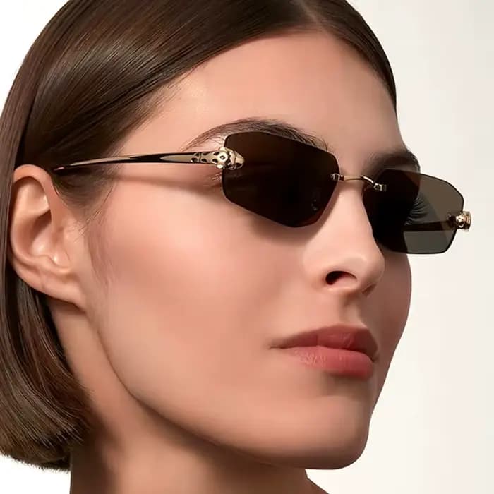 Lunettes de soleil sans monture tête de léopard pour femmes et hommes 2026 – Design vintage punk de marque de luxe