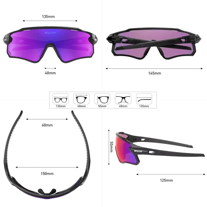 SCVCN lunettes de cyclisme polarisées lentilles haute définition à contraste élevé avec 3