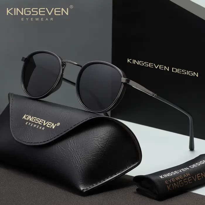 KINGSEVEN – lunettes de soleil à monture ronde décontractée pour hommes et femmes