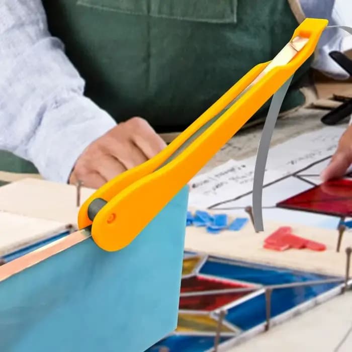 Outil de dorure manuel en plastique pour verre teinté, robuste et durable, avec guide à rainures pour lisser les bords, pour verre coloré