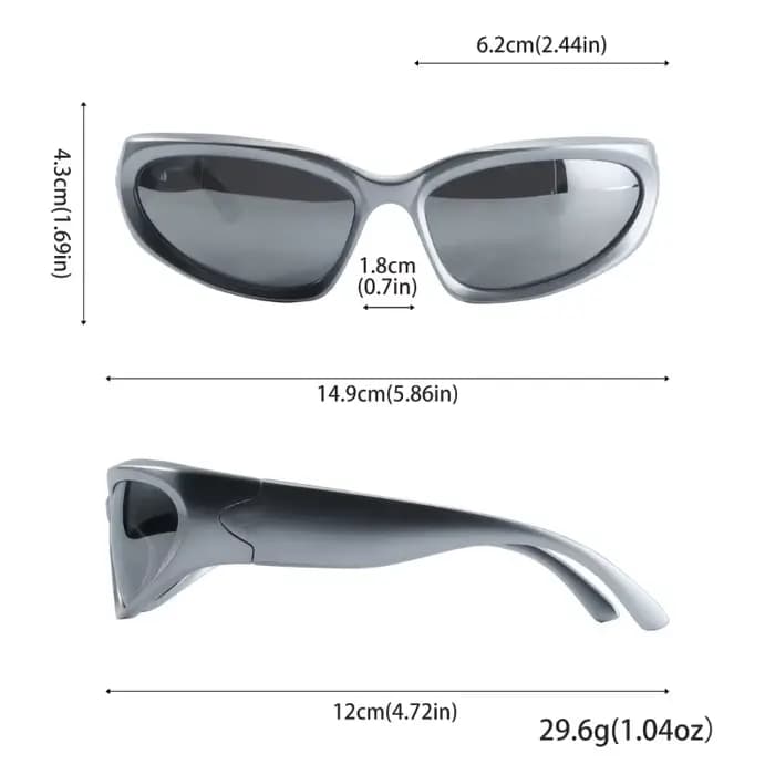 Lunettes argentées à monture irrégulière de style Y2K