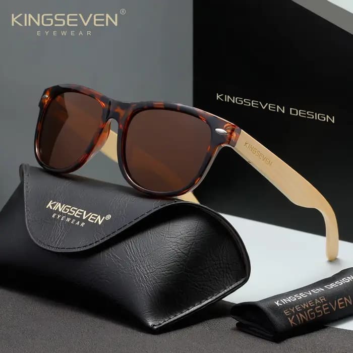 KINGSEVEN Nouvelles Lunettes de Soleil en Bois pour Homme Polarisées Haute Qualité Tendance Hommes UV400 Accessoire de Mode Conduite Extérieur