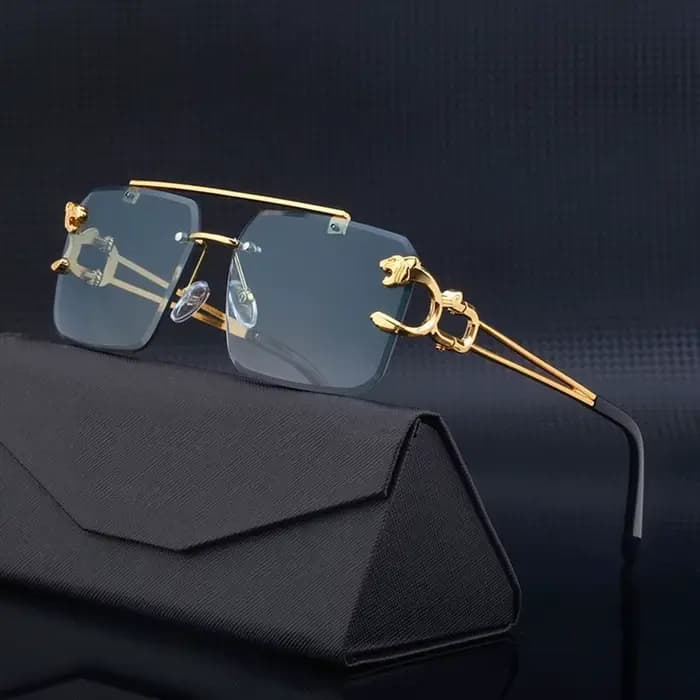 Steampunk – lunettes de soleil carrées sans bords pour hommes et femmes