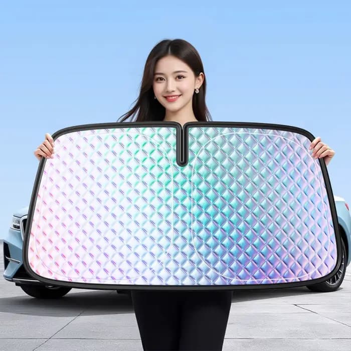 Pare-soleil pliable pour pare-brise, 5 couches, réfléchissant au laser, protection UV, protection contre la chaleur, couvre la fenêtre avant, garde l'intérieur au frais